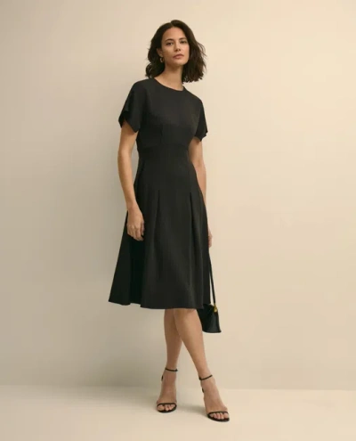 Brooks Brothers Crepe Viscose Butterfly Sleeve Dress In Brown