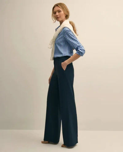 Brooks Brothers Crepe Wide-leg Pants In Blue