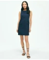 Brooks Brothers Crewneck Shift Dress In Basketwoven Cotton | Navy | Size 16