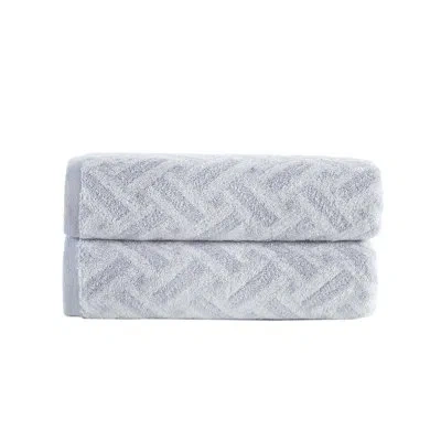 Brooks Brothers Criss Cross Stripe 2 Pcs Bath Sheets In Silver