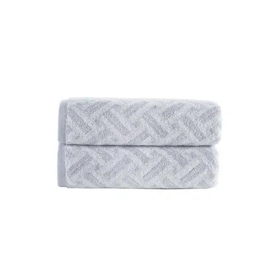Brooks Brothers Criss Cross Stripe 2 Pcs Bath Towels In Silver