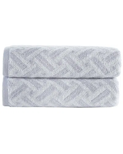 Brooks Brothers Criss Cross Stripe 2pc Bath Sheets In Silver