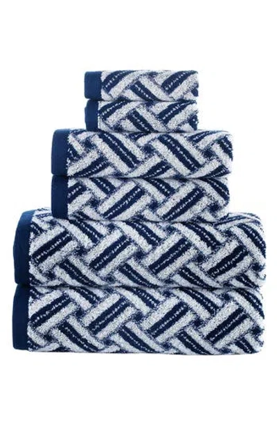 Brooks Brothers Crisscross Stripe Turkish Cotton 6-piece Towel Set In Blue