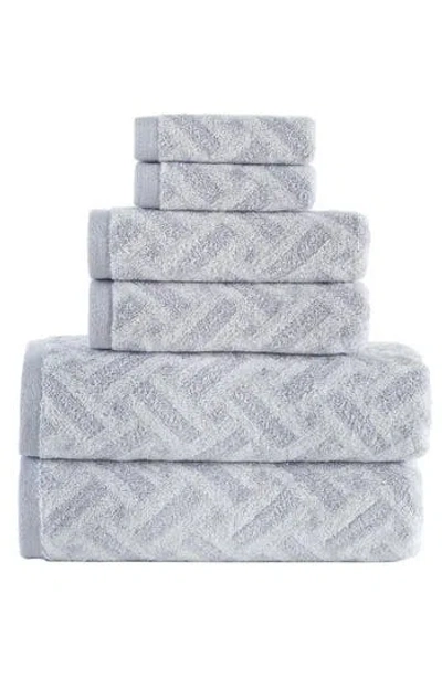 Brooks Brothers Crisscross Stripe Turkish Cotton 6-piece Towel Set In Gray
