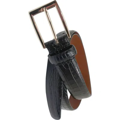 Brooks Brothers Crocodile Embossed Leather Belt In Blue