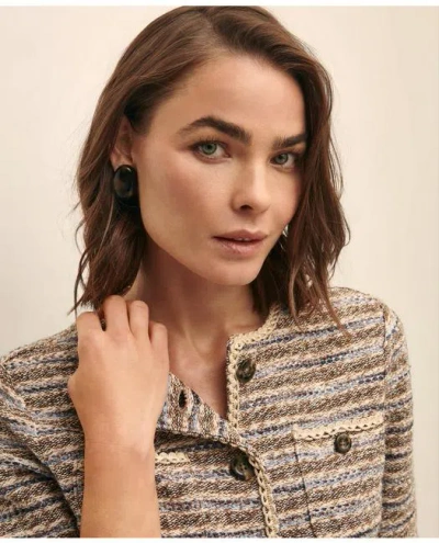 Brooks Brothers Cropped Boucle Knit Lady Jacket In Beige