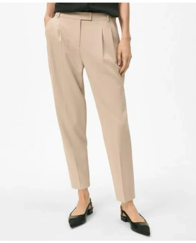 Brooks Brothers Cropped Fine Twill Crepe Pants In Beige