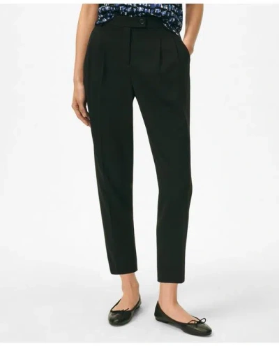 Brooks Brothers Cropped Fine Twill Crepe Pants In Black
