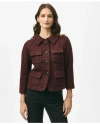 Brooks Brothers Cropped Jacket In Cotton-wool Blend Boucle In Dark Red