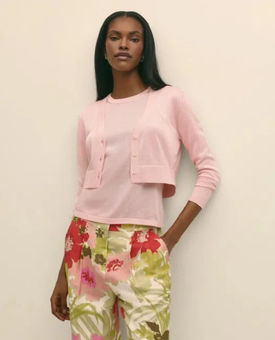 Brooks Brothers Cropped V-neck Cardigan Sweater In Pink