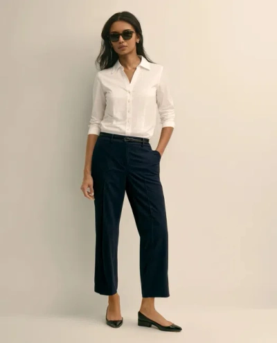 Brooks Brothers Cropped Wide-leg Advantage Chino Pants In Blue