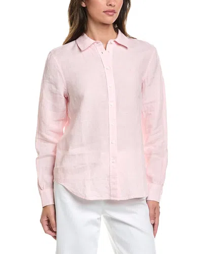 Brooks Brothers Cross Dye Linen Blouse In Pink