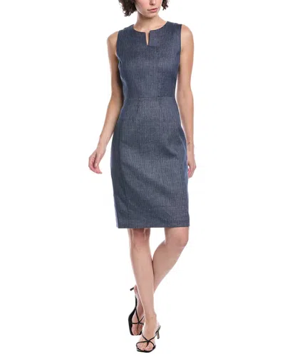 Brooks Brothers Denim Linen-blend Sheath Dress In Blue