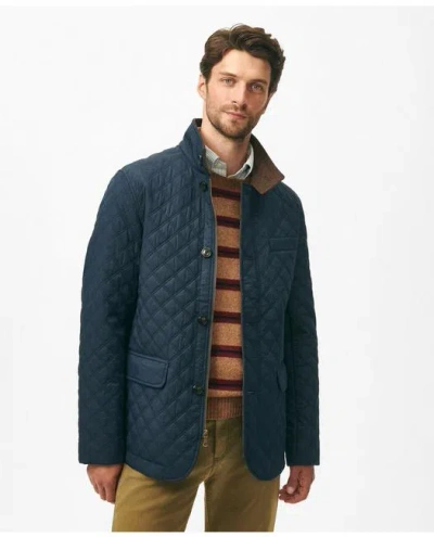 Brooks Brothers Diamond-quilted Blazer In Cotton Blend In Navy