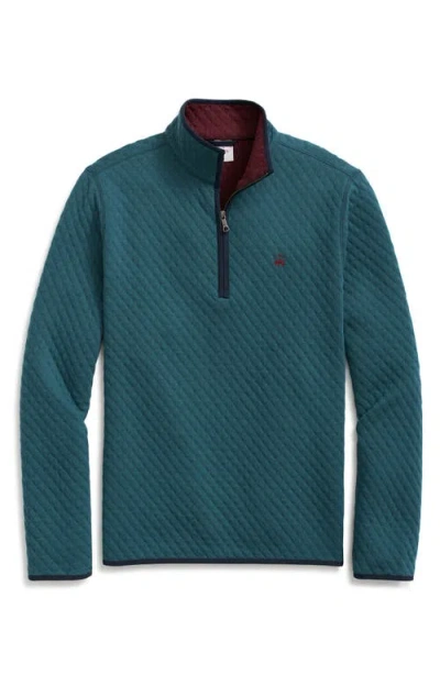 Brooks Brothers Diamond Quilted Half Zip Pullover In Green