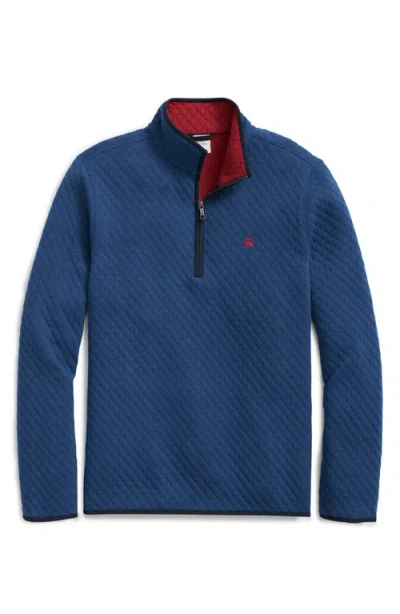 Brooks Brothers Diamond Quilted Half Zip Pullover In Blue