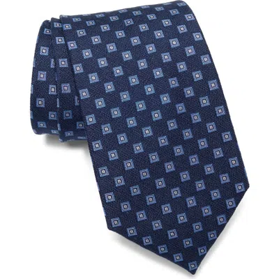 Brooks Brothers Diamond Silk & Linen Blend Tie In Navy