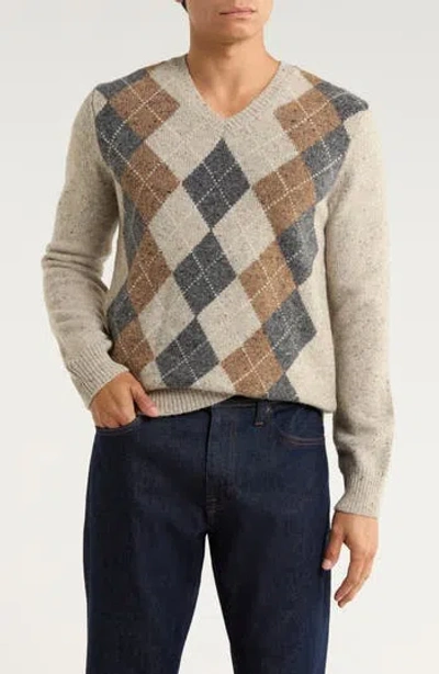 Brooks Brothers Argyle Wool-blend V-neck Sweater In Multi