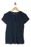 Brooks Brothers Dot Print Cap Sleeve Top In Blue