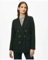 Brooks Brothers Double-breasted Peak Lapel Jacket In Fine Twill Stretch Crepe In Black