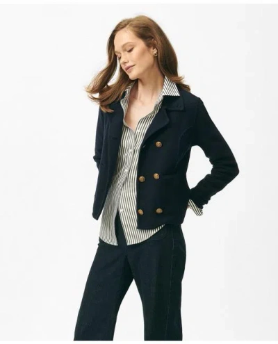 Brooks Brothers Double-breasted Sweater Jacket In Merino Wool In Navy