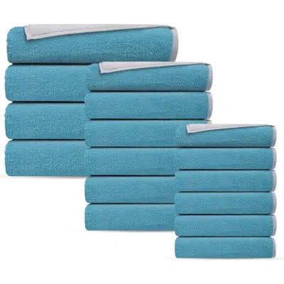 Brooks Brothers Double Face 16-piece Turkish Cotton Towels Set In Blue