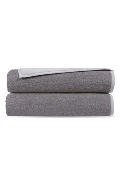 Brooks Brothers Double Face 2-piece Turkish Cotton Bath Towels In Grey/white