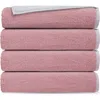 Shop Brooks Brothers Double Face 4-piece Turkish Cotton Bath Towels In White/blush