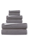 Brooks Brothers Double Face 6-piece Turkish Cotton Towels Set In Grey/white