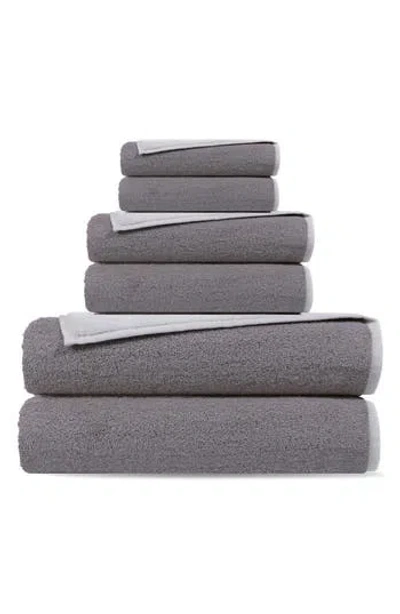 Brooks Brothers Double Face 6-piece Turkish Cotton Towels Set In Grey/white