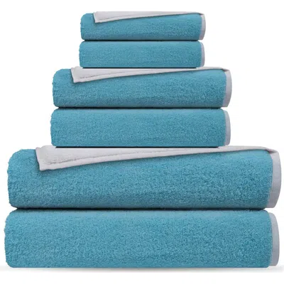 Brooks Brothers Double Face 6-piece Turkish Cotton Towels Set In Blue
