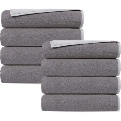 Brooks Brothers Double Face 8-piece Turkish Cotton Hand Towels In Grey/white