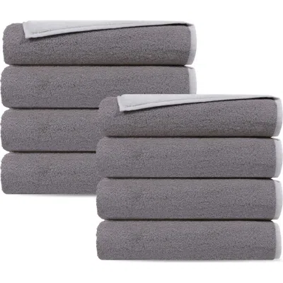 Brooks Brothers Double Face 8-piece Turkish Cotton Washcloths In Grey/white