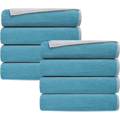 Brooks Brothers Double Face 8-piece Turkish Cotton Washcloths In White Seaglass