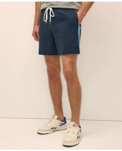 Brooks Brothers Double Faced Cotton Blend Pique Shorts In Navy