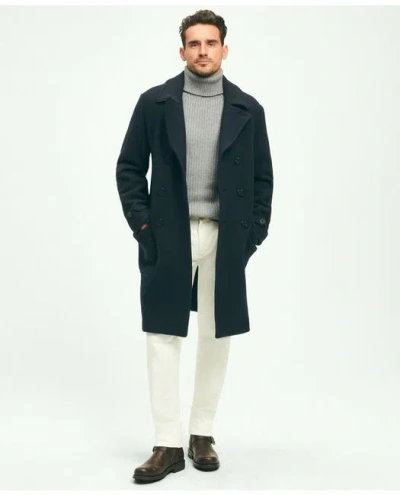 Brooks Brothers Double Faced Wool Top Coat In Navy