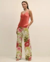 Brooks Brothers Drapey Linen-blend Wide-leg Floral Trousers In Multi