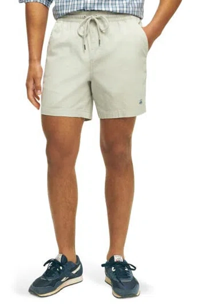 Brooks Brothers Drawstring Stretch Cotton Shorts In Gray