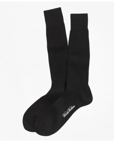 Brooks Brothers Egyptian Cotton Ribbed Crew Socks | Black In Black