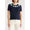 Brooks Brothers Embroidered Short Sleeve Sweater In Blue