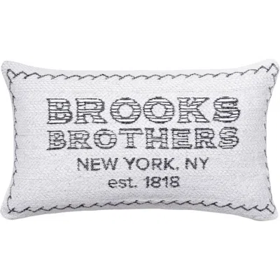 Brooks Brothers Est. 1818 Logo Cotton Throw Pillow In White