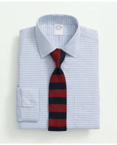 Brooks Brothers Explorer Collection Non-iron Twill Ainsley Collar, Check Dress Shirt In Blue