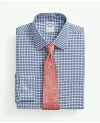 Brooks Brothers Explorer Collection Non-iron Twill Ainsley Collar, Gingham Dress Shirt In Dark Blue