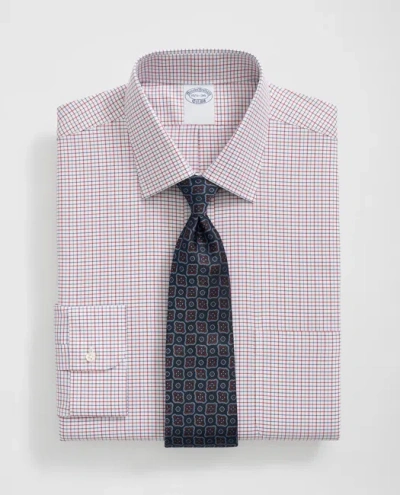 Brooks Brothers Explorer Collection Non-iron Twill Ainsley Collar, Tattersall Dress Shirt In Red/blue