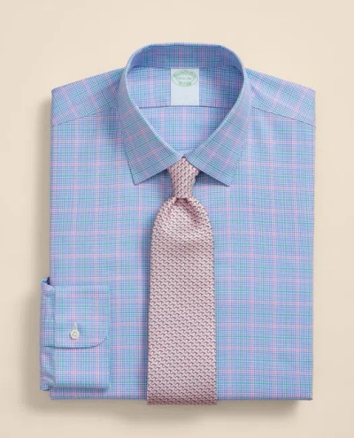Brooks Brothers Explorer Collection Non-iron Twill Ainsley Collar, Check Dress Shirt In Blue