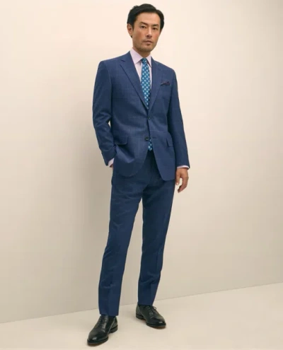 Brooks Brothers Explorer Collection Slim Fit Wool Check Suit Pants In Blue