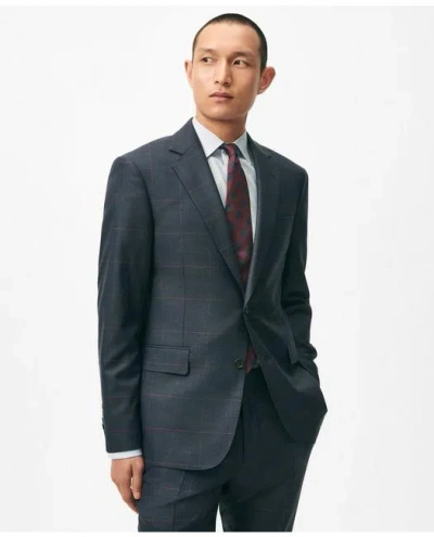 Brooks Brothers Explorer Collection Slim Fit Wool Checked Suit Jacket In Navy