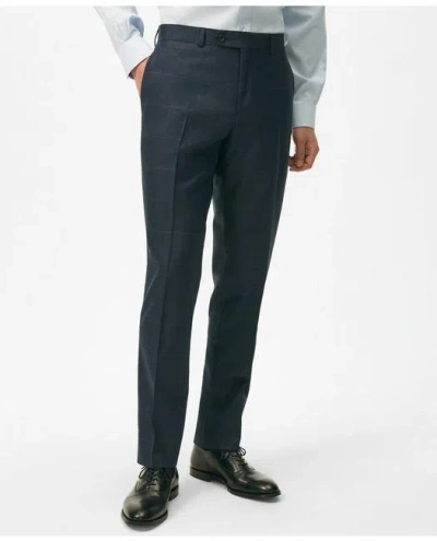 Brooks Brothers Explorer Collection Slim Fit Wool Checked Suit Pants In Navy