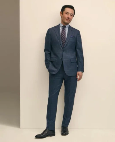 Brooks Brothers Explorer Collection Slim Fit Wool Overcheck Suit Pants In Blue