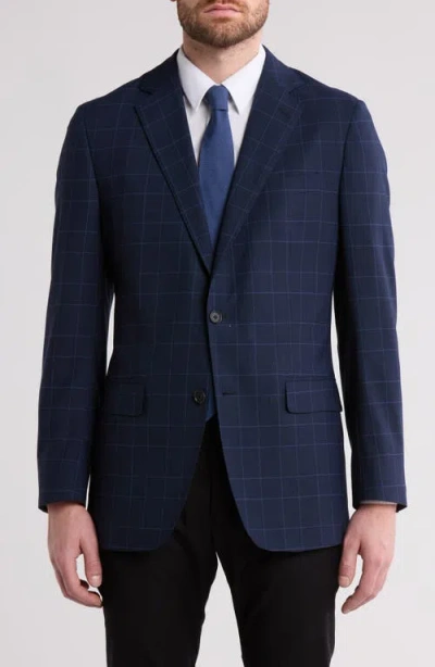Brooks Brothers Explorer Collection Windowpane Check Water Repellent Wool Sport Coat In Navy Check